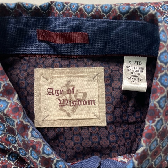 Age of Wisdom Shirt Mens Size XL Long Sleeve Button Up Flip Cuff Diamond Pattern - Picture 3 of 14